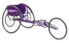 Example of a racing wheelchair. Image of the 'Quickie Racer'